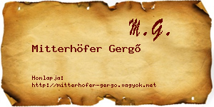 Mitterhöfer Gergő névjegykártya