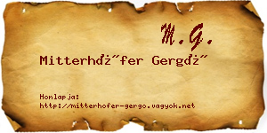 Mitterhöfer Gergő névjegykártya